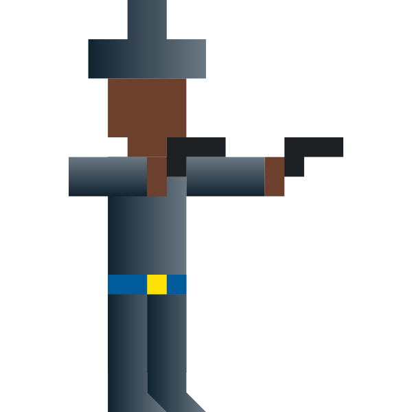 SVG Vector image of cowboy with two guns pixel art