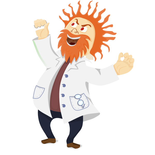 SVG Vector image of crazy scientist shouting with hands up