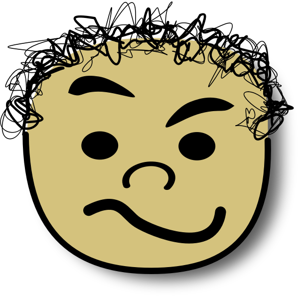 SVG Vector image of curly hair kid with doubtful smile avatar