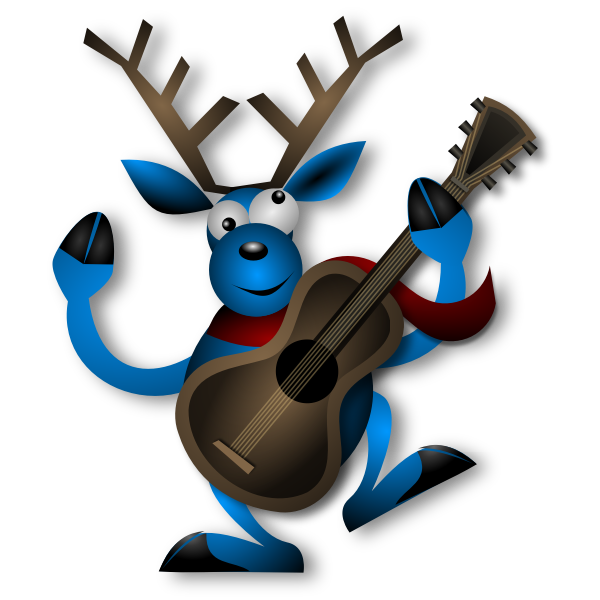 SVG Vector image of dancing raindeer with guitar
