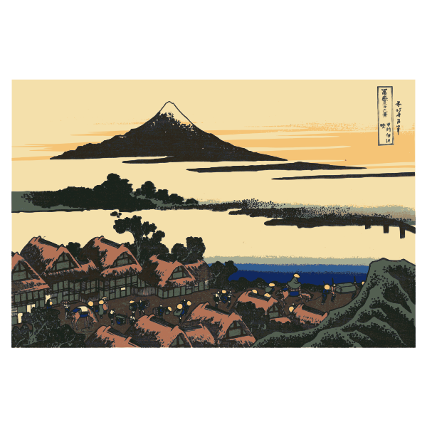 SVG Vector image of Dawn at Isawa Koshiu in province of Kai
