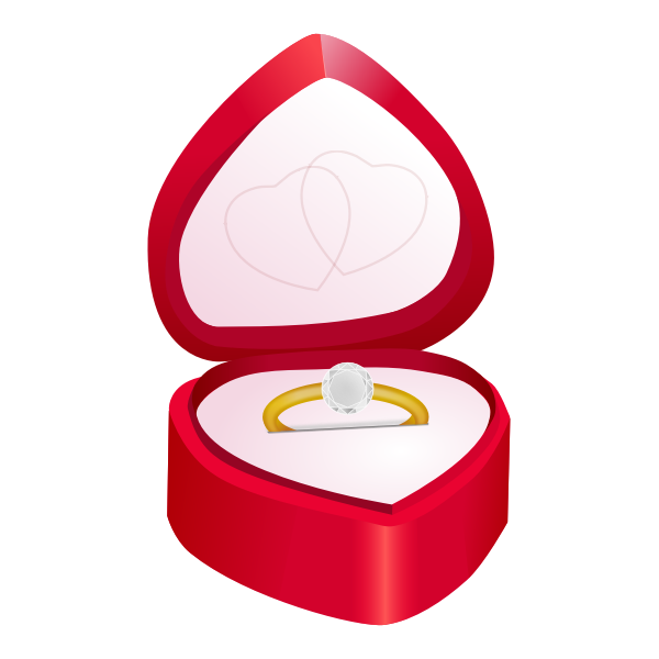 SVG Vector image of diamond ring in heart shape box