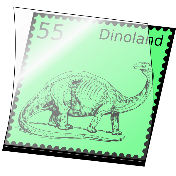 SVG Vector image of dinosaur stamp mounted in an opened stamp mount