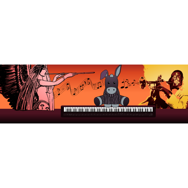 SVG Vector image of donkey playing piano
