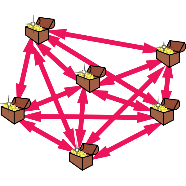 SVG Vector image of early WEB structure with pots of gold