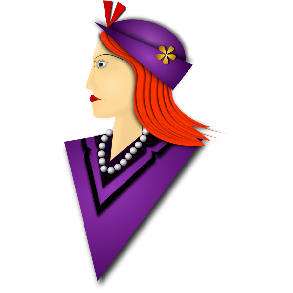 SVG Vector image of elegant woman with purple hat