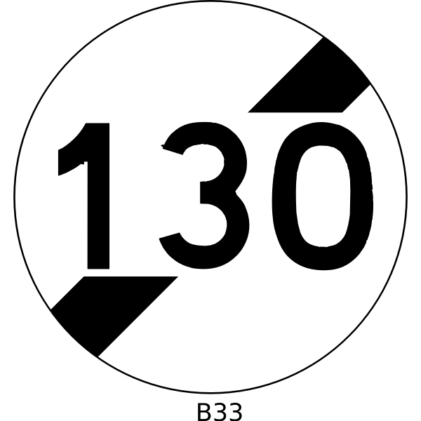 SVG Vector image of end of 130mph speed limit road sign