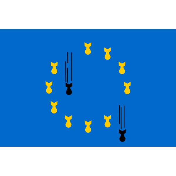 SVG Vector image of EU flag with bombs in place of strars