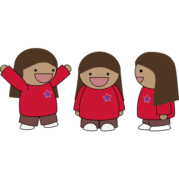 SVG Vector image of excited three girls
