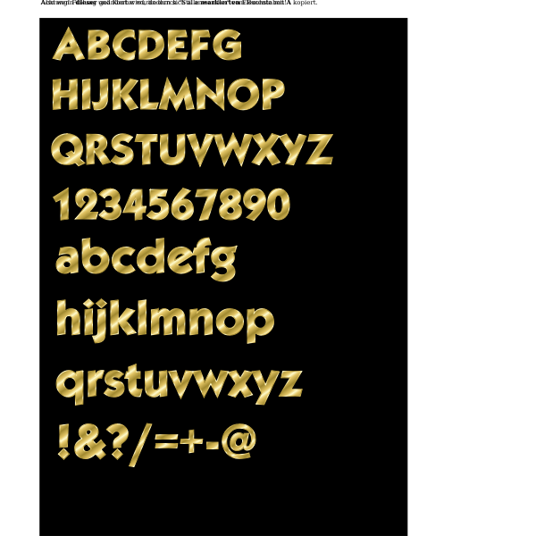 SVG Vector image of fancy alphabet in gold