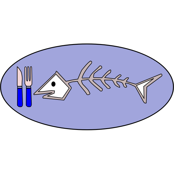 SVG Vector image of fish bone on plate