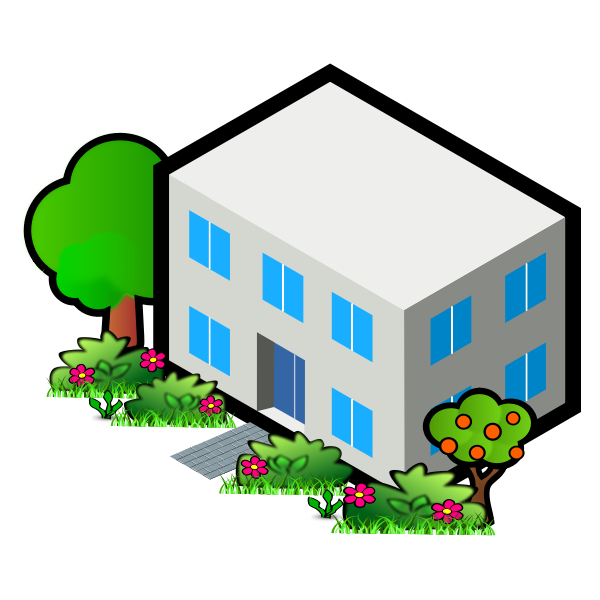 SVG Vector image of flat roof house