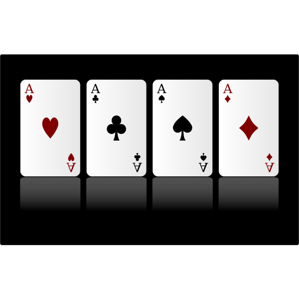 SVG Vector image of four ace playing cards on black background