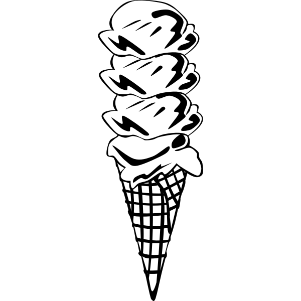 SVG Vector image of four ice cream scoops in a cone