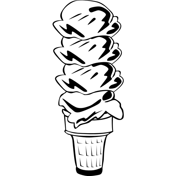 SVG Vector image of four ice cream scoops in a half-cone