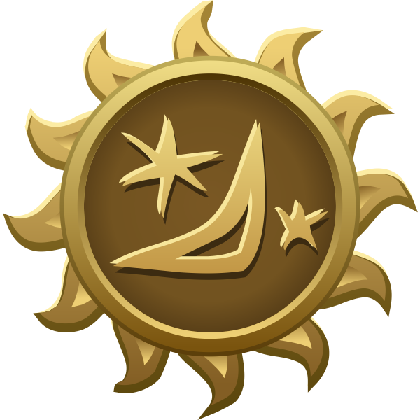 SVG Vector image of friendly moon and stars sun shaped emblem