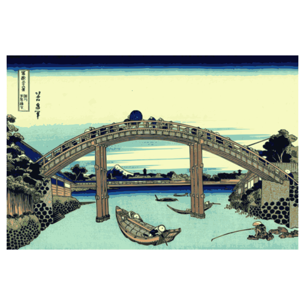 SVG Vector image of Fuji seen through the Mannen bridge at Fukagawa