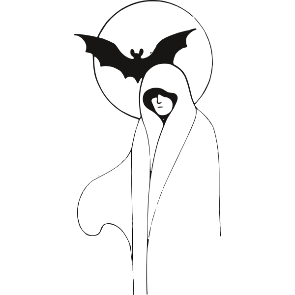 SVG Vector image of ghost lady with bat in the back