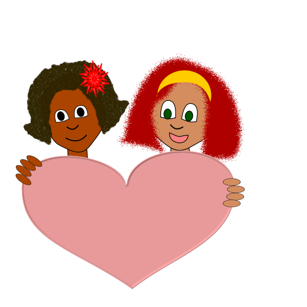 SVG Vector image of girlfriends holding a heart