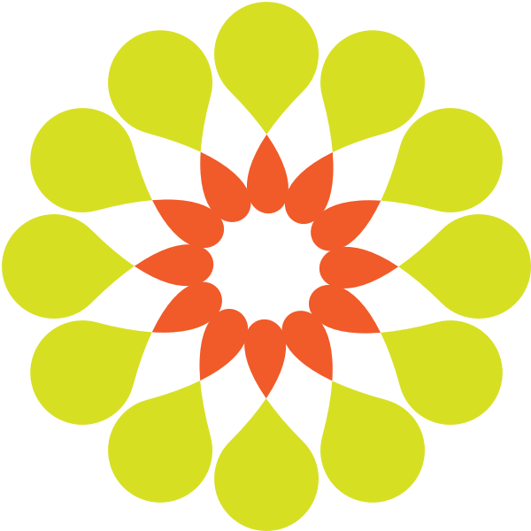 SVG Vector image of green and orange abstract flower