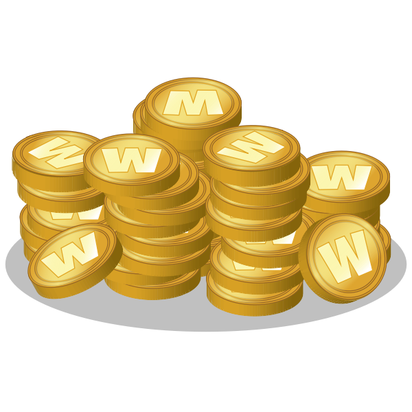 SVG Vector image of hoard of gold coins with W logo