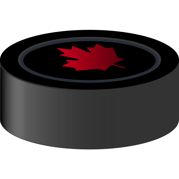 SVG Vector image of hockey puck with Canadian maple leaf