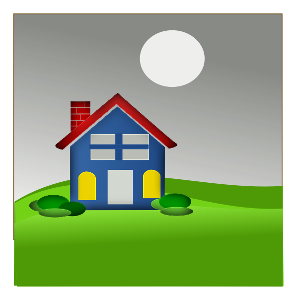 SVG Vector image of house with chimney on green grass