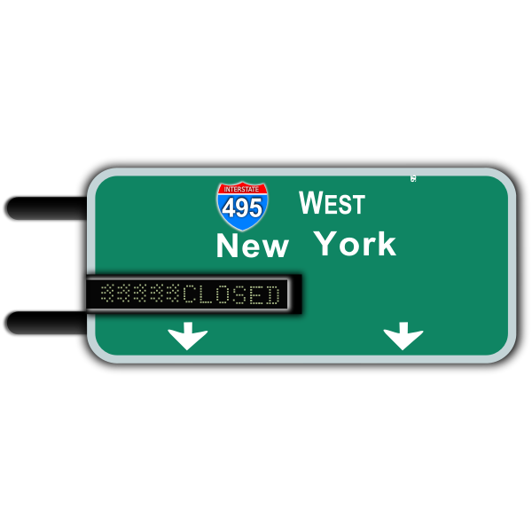 SVG Vector image of interstate highway sign with a LED display