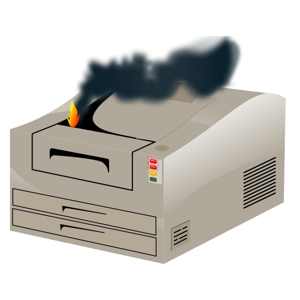 SVG Vector image of laser printer on fire