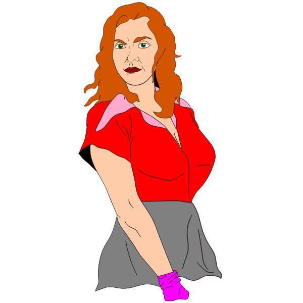 SVG Vector image of man looking woman in red shirt