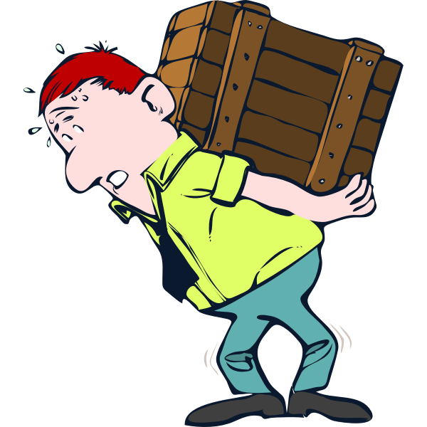 SVG Vector image of man with heavy package on his back
