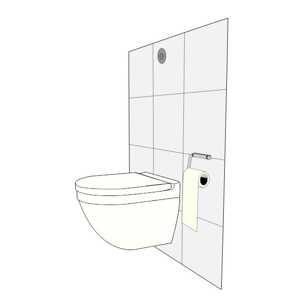 SVG Vector image of modern toilet with cistern behind wall