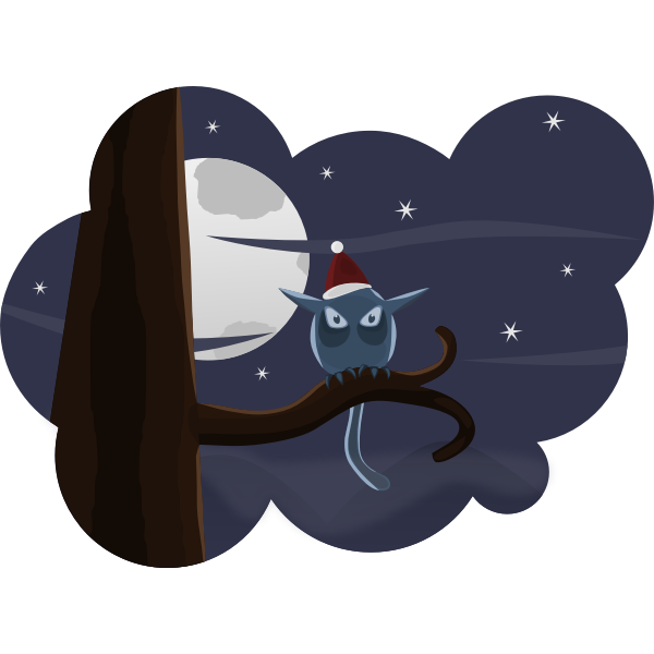 SVG Vector image of moody owl on a tree branch
