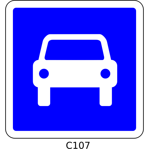 SVG Vector image of motorcars only blue square French roadsign