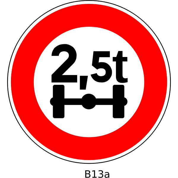 SVG Vector image of no access for vehicles whose axle weight exceeds 25 tonnes traffic sign