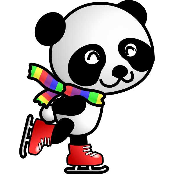 SVG Vector image of panda on ice skates