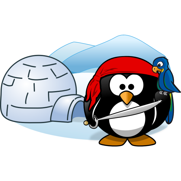 SVG Vector image of pirate penguin in Antartica