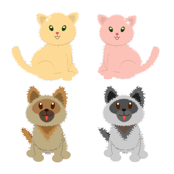 SVG Vector image of puppies and kitties