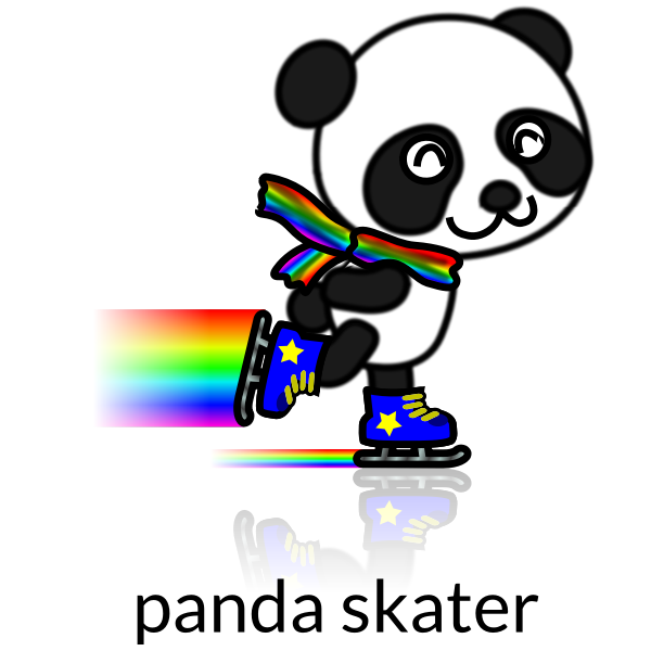 SVG Vector image of rainbow trailpanda skate