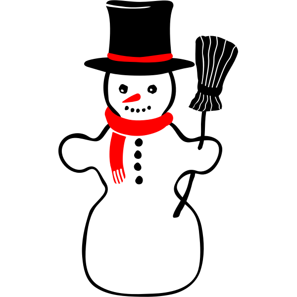 SVG Vector image of retro snowman with broomstick
