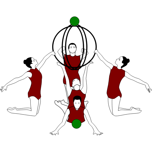 SVG Vector image of rhythmic gymnastics with bows and ball