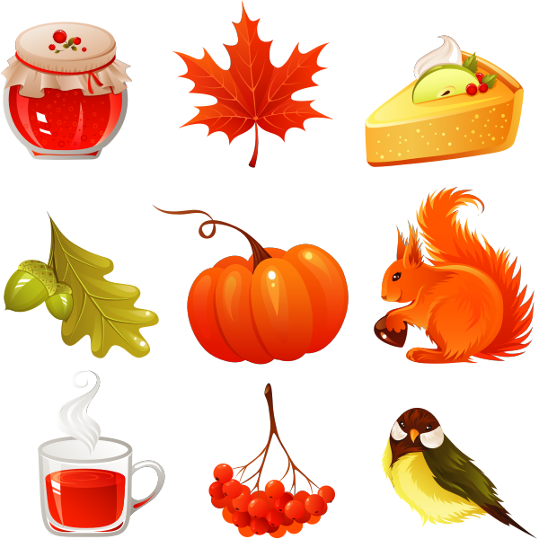 SVG Vector image of selection of autumn icons set