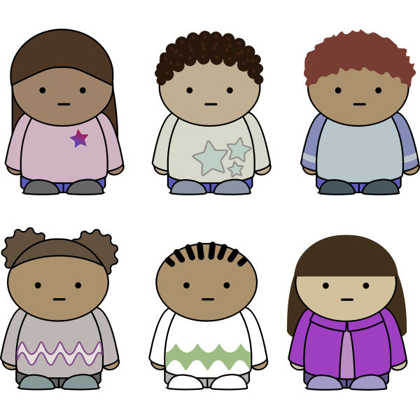 SVG Vector image of selection of school kids characters