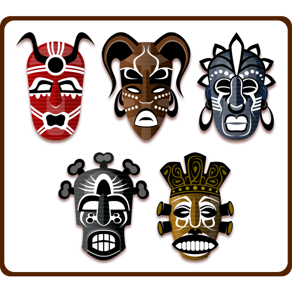 SVG Vector image of set of African masks