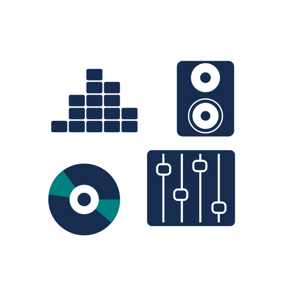 SVG Vector image of set of blue music icons