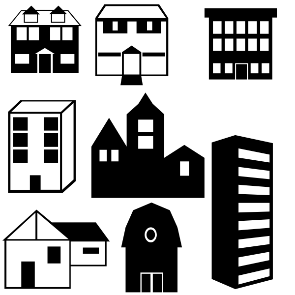 SVG Vector image of set of building silhouettes
