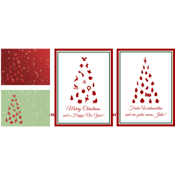 SVG Vector image of set of Christmas cards in English and German