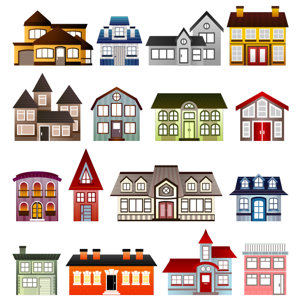 SVG Vector image of set of colorful houses