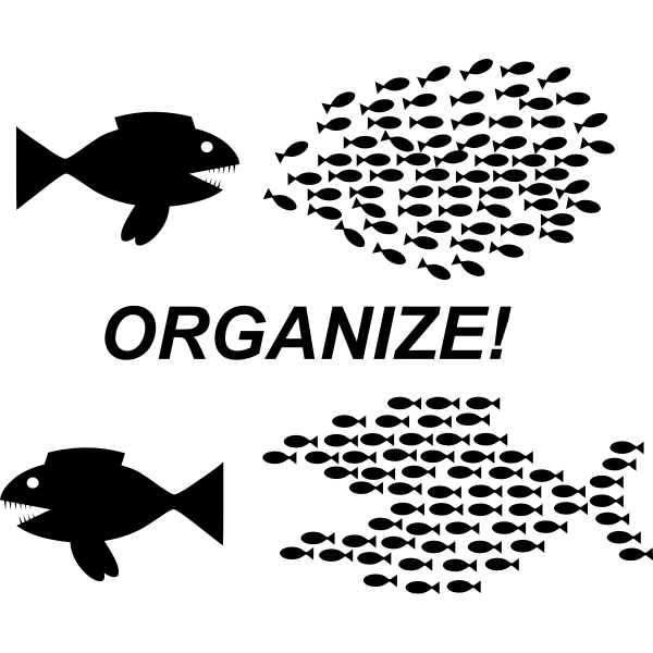 SVG Vector image of shark chasing small fish