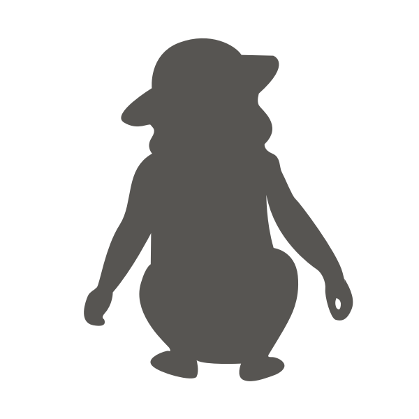 SVG Vector image of silhouette of a girl in a hat crouching